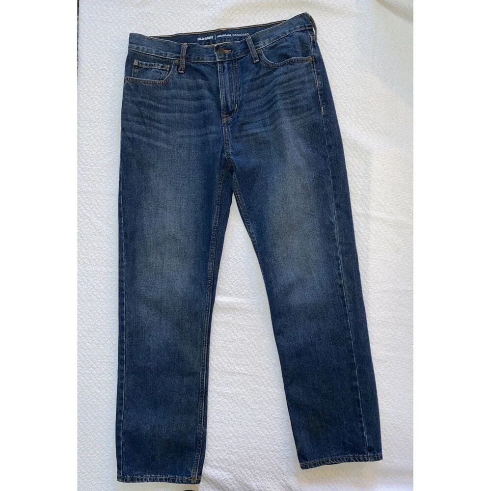Old Navy Men's Regular Standard Fit Jeans Blue Denim 34x32 100% Cotton Straight